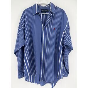 Ralph Lauren Blake Shirt Mens XL Blue White Stripe Button Down Long Sleeve